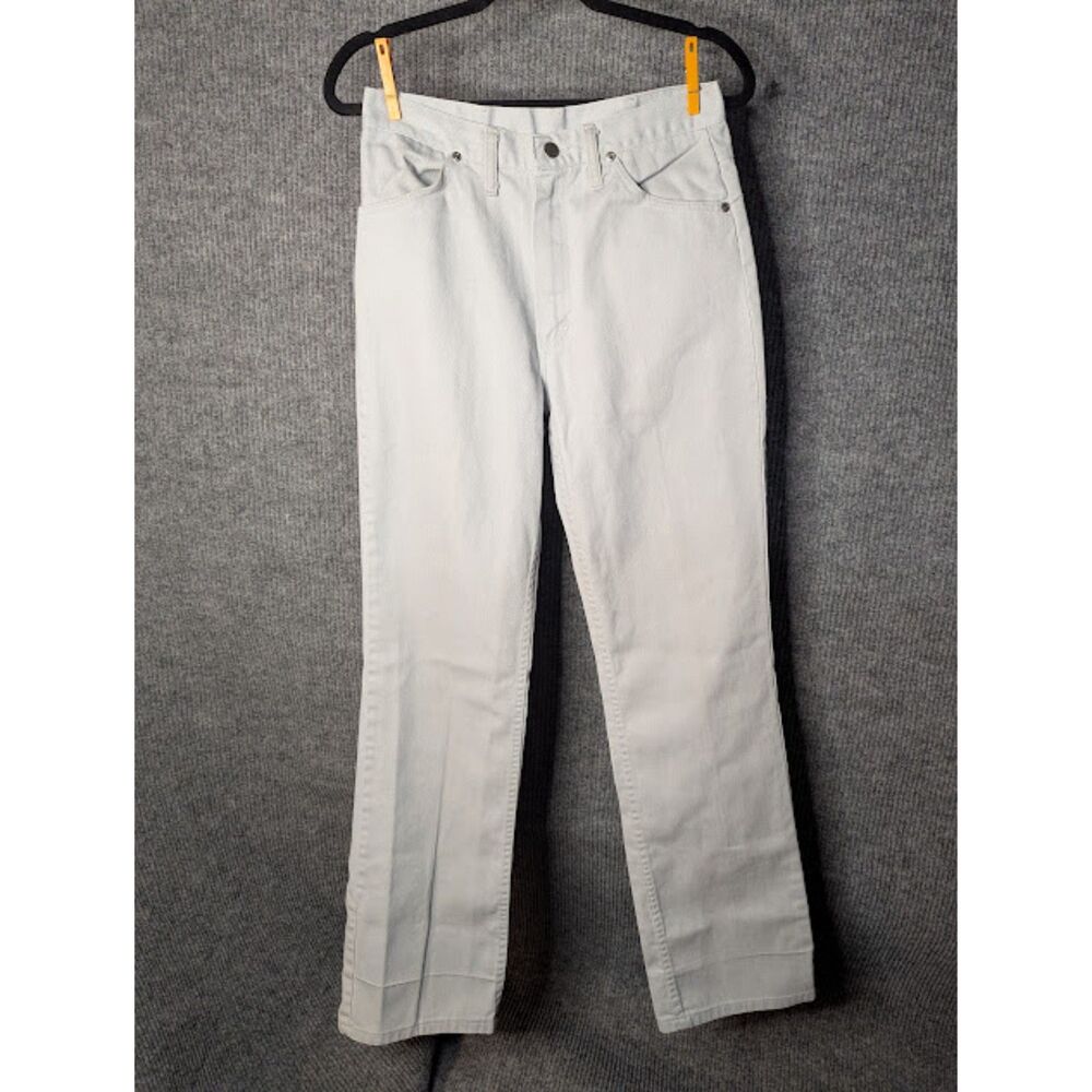 VTG Rustler Jeans Mens 31x34 Made USA Gray Denim Straight Leg Workwear Talon Zip